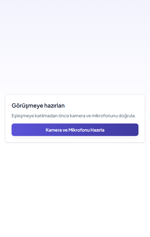 Görüşmeye hazırlan kartı ve Kamera ve Mikrofonu Hazırla düğmesi
