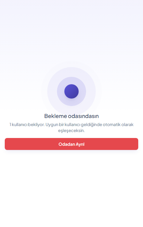 Bekleme odasındasın ekranı: kaç kullanıcının beklediği ve Odadan Ayrıl düğmesi